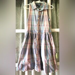 Ralph Lauren 6 yr girl sleeveless polo collar 100% cotton dress lt pastel plaid